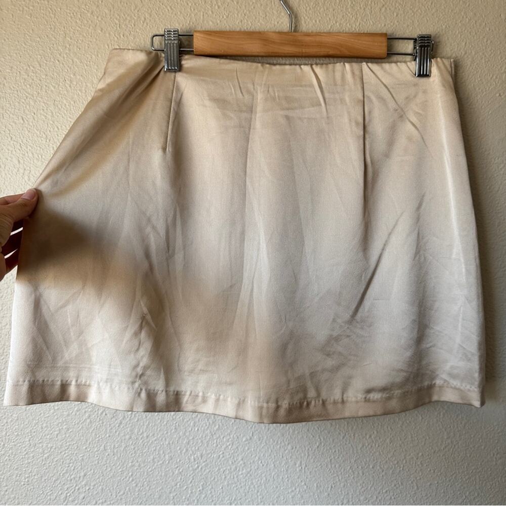 Abercrombie & Fitch Cream Satin Mini Skirt Womens L Classic Preppy Coquette - Picture 6 of 11